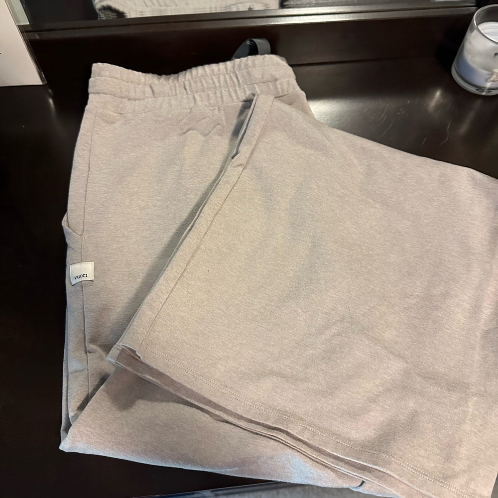 Vuori ecru wide leg pants